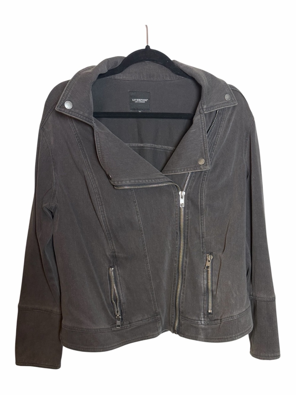 Liverpool Los Angeles Women’s Gray Biker Jacket Full Zip w/ Pockets Plus Size 1X